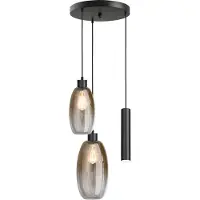 Masterlight Vide hanglamp Olive 2x glas - 1x Run - zwart - Ø35cm