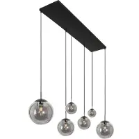 Steinhauer Bollique New LED Hanglamp | 6x E27 40W | Dimbaar | Smoke glas/Zwart