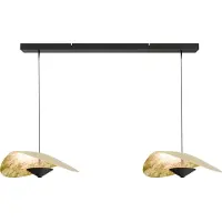 Masterlight Eettafel hanglamp Lente met twee kappen - bladgoud