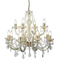Searchlight Kroonluchter kristal Marie Therese, dimbaar, helder / transparant, Woon-/ Eetkamer, metaal, kroonluchter