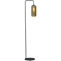 Masterlight Zwarte vloerlamp Quinto met smoke cilinderglas