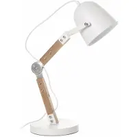 Artdelight Landelijke bureaulamp Cooper wit met hout