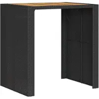 vidaXL Tuinbartafel acaciahouten blad 105x80x110 cm poly rattan zwart