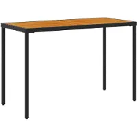 vidaXL Tuintafel met acaciahouten blad 115x54x74 cm poly rattan zwart