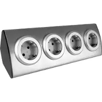 ORNO stekkerdoos bureau - Verdeelstekker 4 voudig - Hoekstopcontact beveiliging met randaarde - Verdeeldoos zonder kabel - INOX