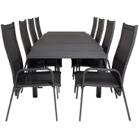 Ebuy24 Marbella tuinmeubelset tafel 100x160/240cm en 8 stoel Copacabana zwart.