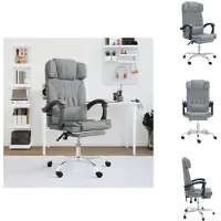 vidaXL bureaustoel met massagefunctie, lichtgrijs, stof - Bureaustoelen
