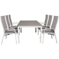 Ebuy24 Levels tuinmeubelset tafel 100x160/240cm en 6 stoel Copacabana wit, grijs.