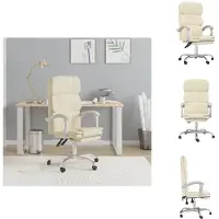 vidaXL bureaustoel met relaxfunctie, crème kleur, kunstleer - Bureaustoelen
