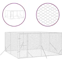 vidaXL Hondenkennel voor buiten 4x4x2 m gegalvaniseerd staal zilver