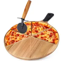 Excellent houseware Excellent Huishoudartikelen Acacia Pizza Snijplank Set - Bruin, 30 cm