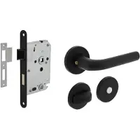 Intersteel deurbeslag set WC-slot en deurkruk Eucla op rozet - mat zwart