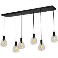 Masterlight 6 Lichts Hanglamp Zwart Porto Met Nicolette Clear Glazen