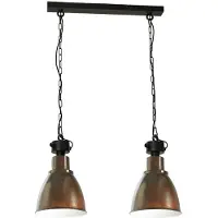 Masterlight Landelijke eettafellamp Industria 2x27 bruin met zwart 2-lichts