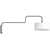 Steinhauer Zwarte Wandlamp Bloeba 4175ZW met wit grof linnen kap
