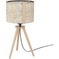 Stars of Light Tafellampje Tripod Hontongas Hout Met Beige Kap