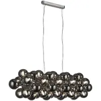Searchlight Hanglamp Glas Berry Globe 25 Lichts Zwart Met Smoke Glas