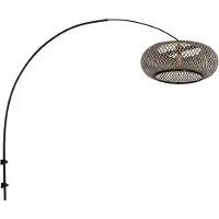 Steinhauer Wandlamp boog Sparkled Light zwart en rotan kap