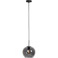 Mexlite HaloSwap 4293ZW – Zwarte hanglamp met bolvormig smoke glas van Ø25 cm