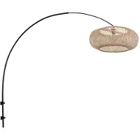 Steinhauer Zwarte boog wandlamp 4404ZW met naturel bamboe kap K2000HS