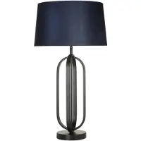 Searchlight Tafellamp Chic zwart met blauwe kap