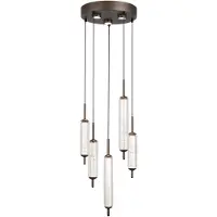 Searchlight Unieke Hanglamp Cattail 5 Lichts Bubbel Glas