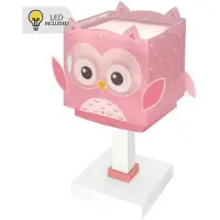 DALBER Tafellamp Little Pink Owl, paars / roze / rose, Kinderkamer, Kunststof, Tafellamp