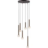 Masterlight Led hanglamp Fabro 6-lichts - antiek koper