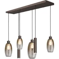 Masterlight Glazen hanglamp Olive 4x glas - 2x Run - cacao