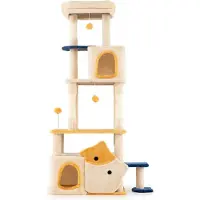 Northix Een grote krabpaal voor katten met een vismotief, sisalstangen, beige kleur