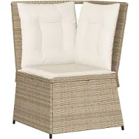vidaXL Tuinhoekbank met kussens poly rattan beige