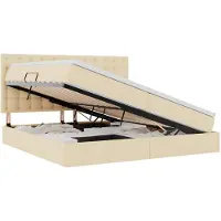 vidaXL LED opbergbed met matras Crème 200 x 200 cm Stof