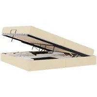 vidaXL Opbergbed met matras met matras Crème 200 x 200 cm Polyester