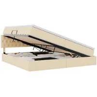 vidaXL LED opbergbed met matras Crème 200 x 200 cm Stof