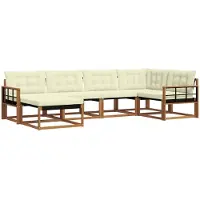 vidaXL Buiten bank set 6 st Natuurlijk en Crème Massief Acacia Hout