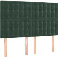 vidaXL Hoofdbord donkergroen 144x5x118/128 cm fluweel