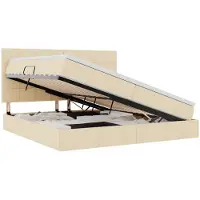 vidaXL LED opbergbed met matras Crème 200 x 200 cm Stof