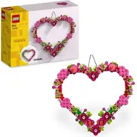 LEGO 40638 Hartvormige decoratie, bouwset, bloemen, vanaf 9 jaar, doe-het-zelf Valentijnsdag cadeau