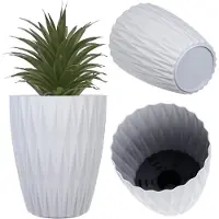 Kadax bloempot Ø 20,5 x H 25 cm, moderne kunststof bloempot, plantenbak voor kamerplanten, bloempot met geometrische structuur, kruidenpot voor binnen (grijs)