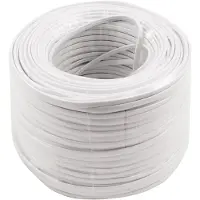 S-Conn Telefoonkabel 4-aderig op rol | CCA (AWG30) | plat | wit | 100 meter