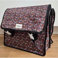 Traveler Dubbele zwarte fietstas bloemen rood geel wit