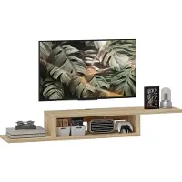 HOMCOM TV-meubel - Hout - 152x29x21cm - Eiken