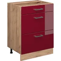 Vicco R-Line Keukenonderkast – 60 cm met laden, zonder werkblad Rode hoogglans