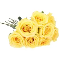 Top Art Kunstbloem roos Nova - 8x - lichtgeel - 75 cm - kunststof steel - decoratie bloemen