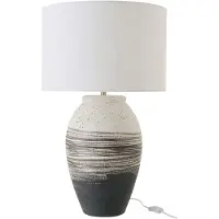 J-Line tafellamp Rolph - keramiek - zwart/beige