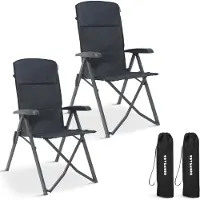 TRVLMORE Campingstoelen Luxe - Opvouwbaar - 2-Pack - 150KG Draagvermogen - Incl. Draagtas - Klapstoel - Kampeerstoel - Vouwstoel - Grijs