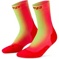 Cep Core Run EDT. GRADIENT Socks Mid Cut 5.0, hardloopsokken, dames, rood/lime