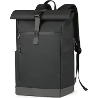 Inateck BP01003 RollTop Rugzak Heren Dames 24.5L-28.5L Fietsrugzak Schoolrugzak voor Universiteit Vrije tijd Werk Sport Reizen, Stijlvolle Dagrugzak met 17 inch Laptopvak, Zwart