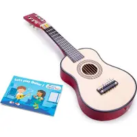 Woet Houten Speelgoedgitaar met Draagriem - Naturel - Speelgoedinstrument - Mijn eerste Gitaar Inclusief Muziekboekje - Speelgitaar voor Kinderen - Vanaf 3 jaar