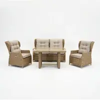 Vita Ibiza loungeset half dining verstelbaar 4-delig wicker